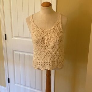 Elegant Cream Crochet Women's Top